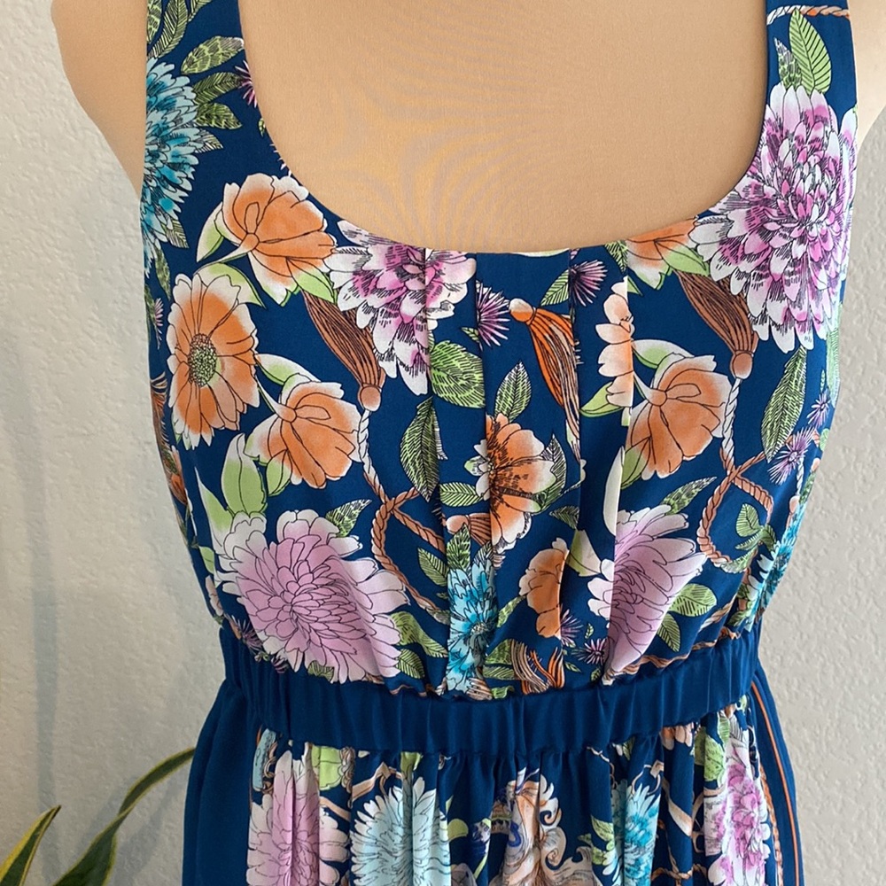 Anthropologie Moulinette Soeurs blue floral silk mini dress with pockets Medium - Picture 2 of 6